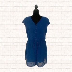 ePretty Boutique Button Front Romper • Blue size Large EUC OBO